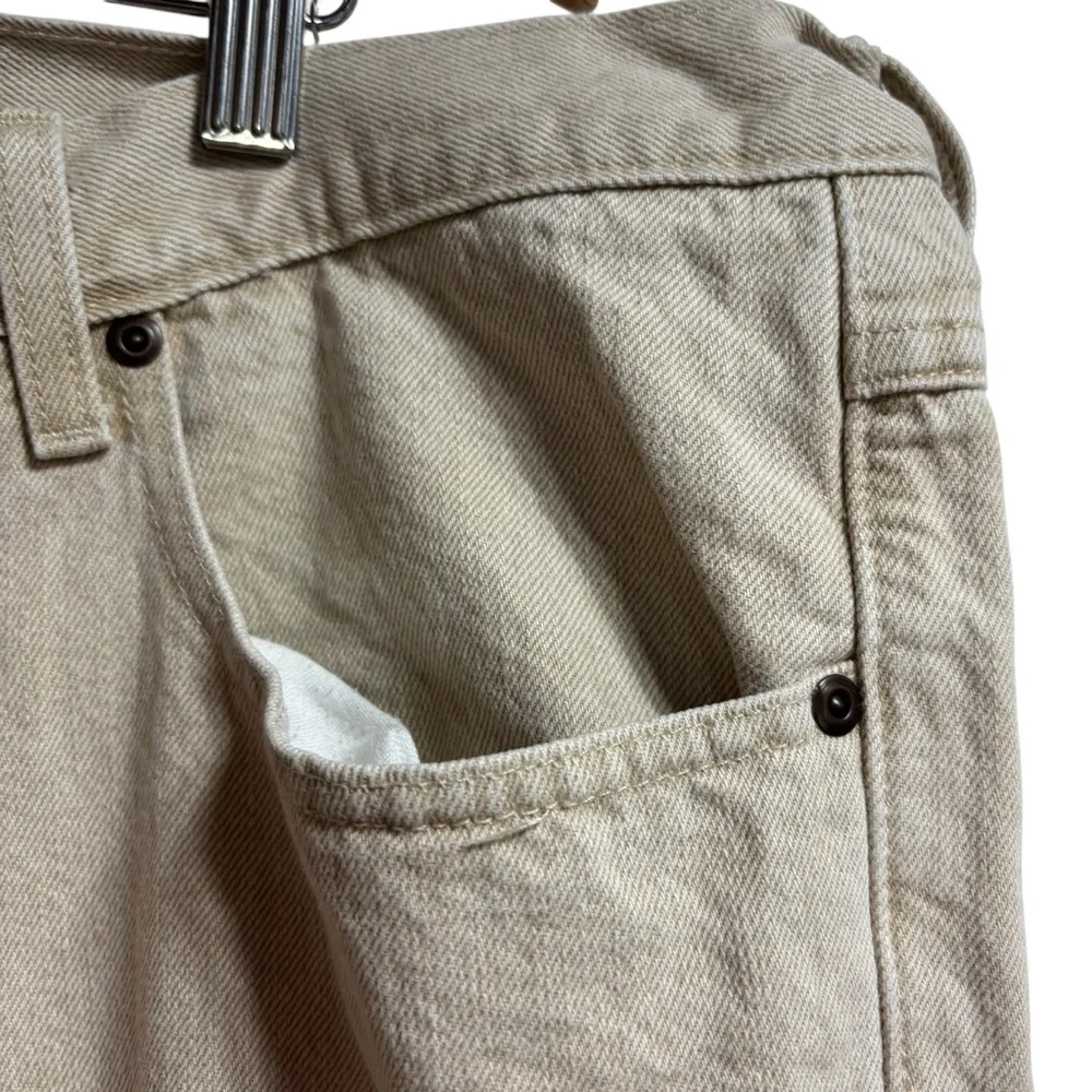 LL Bean Classic Fit‎ Flannel Lined Jeans Tan Plaid Mens Straight Leg Denim #700
